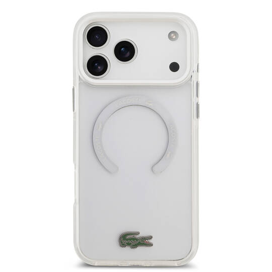 Apple iPhone 17 Pro Max Kılıf Lacoste Orjinal Lisanslı M-safe Şarj Özellikli İkonik Timsah Logolu Buzlu Kapak - 6