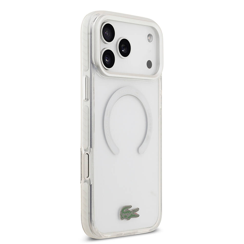 Apple iPhone 17 Pro Max Kılıf Lacoste Orjinal Lisanslı M-safe Şarj Özellikli İkonik Timsah Logolu Buzlu Kapak - 7