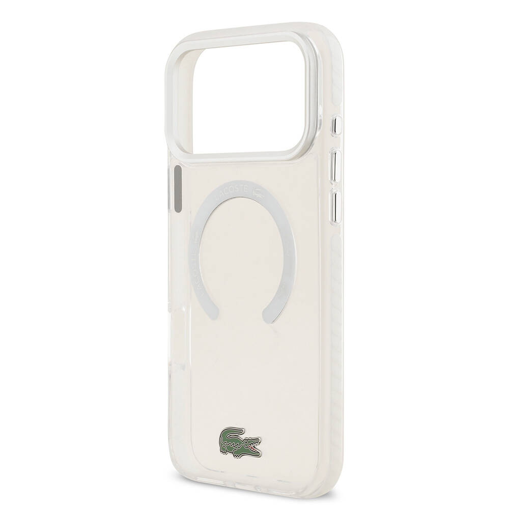 Apple iPhone 17 Pro Max Kılıf Lacoste Orjinal Lisanslı M-safe Şarj Özellikli İkonik Timsah Logolu Buzlu Kapak - 9