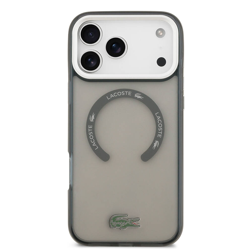 Apple iPhone 17 Pro Max Kılıf Lacoste Orjinal Lisanslı M-safe Şarj Özellikli İkonik Timsah Logolu Buzlu Kapak - 12