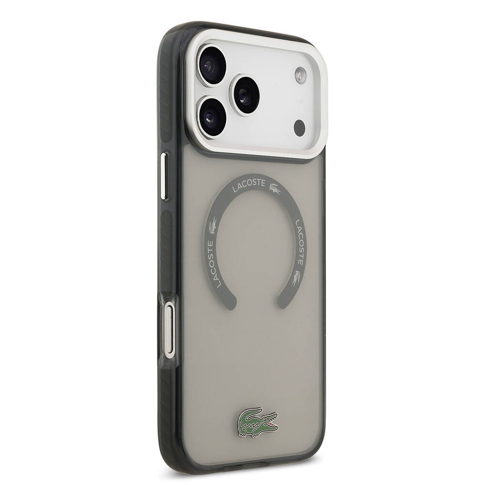 Apple iPhone 17 Pro Max Kılıf Lacoste Orjinal Lisanslı M-safe Şarj Özellikli İkonik Timsah Logolu Buzlu Kapak - 13