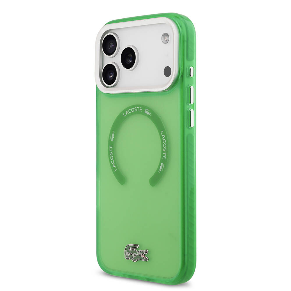 Apple iPhone 17 Pro Max Kılıf Lacoste Orjinal Lisanslı M-safe Şarj Özellikli İkonik Timsah Logolu Buzlu Kapak - 17