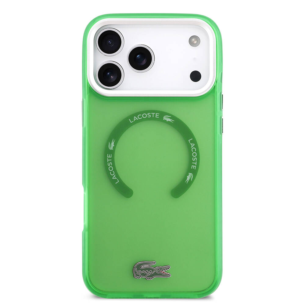 Apple iPhone 17 Pro Max Kılıf Lacoste Orjinal Lisanslı M-safe Şarj Özellikli İkonik Timsah Logolu Buzlu Kapak - 18