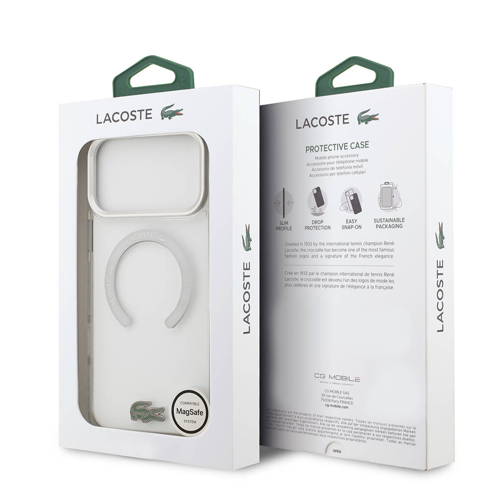 Apple iPhone 17 Pro Max Kılıf Lacoste Orjinal Lisanslı M-safe Şarj Özellikli İkonik Timsah Logolu Buzlu Kapak - 23