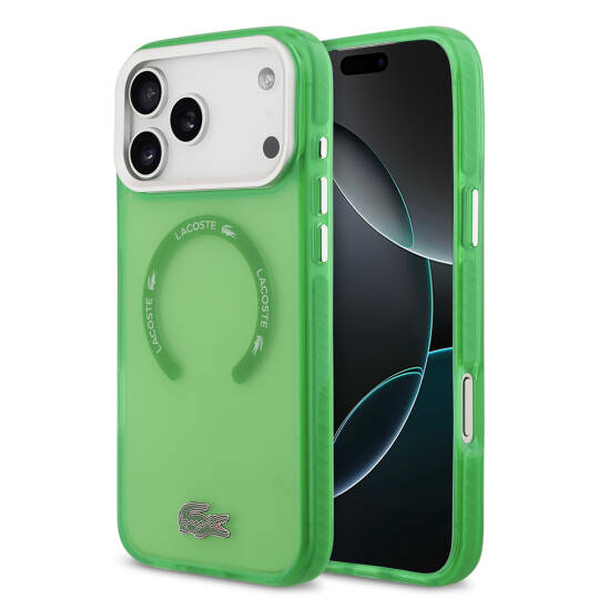 Apple iPhone 17 Pro Max Kılıf Lacoste Orjinal Lisanslı M-safe Şarj Özellikli İkonik Timsah Logolu Buzlu Kapak - 3