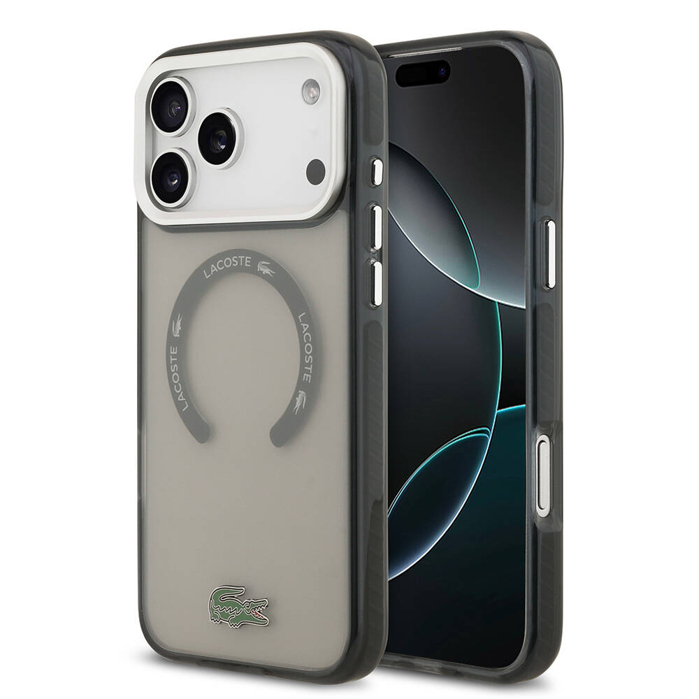 Apple iPhone 17 Pro Max Kılıf Lacoste Orjinal Lisanslı M-safe Şarj Özellikli İkonik Timsah Logolu Buzlu Kapak - 2