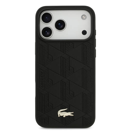 Apple iPhone 17 Pro Max Kılıf Lacoste Orjinal Lisanslı M-safe Şarj Özellikli PU Deri Tasarımlı Karışık Monogram Desenli Kapak - 4