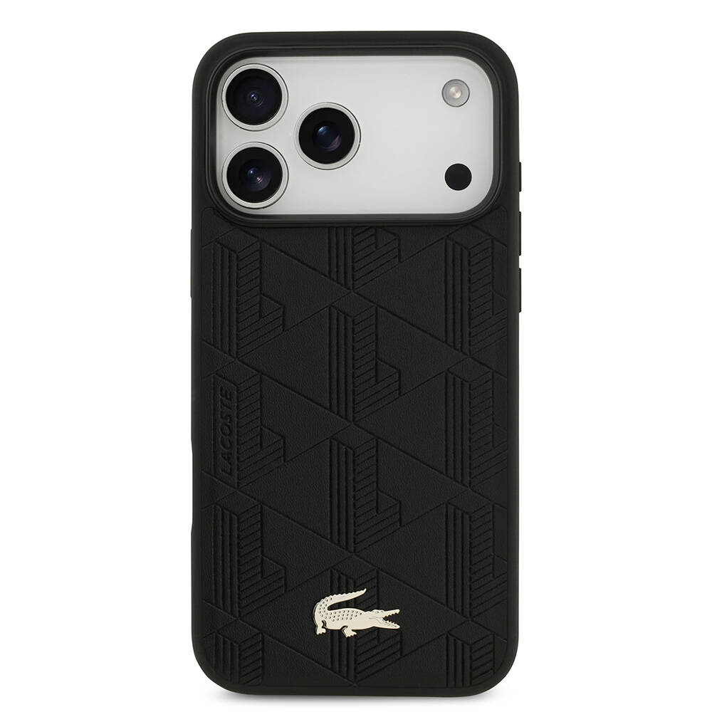 Apple iPhone 17 Pro Max Kılıf Lacoste Orjinal Lisanslı M-safe Şarj Özellikli PU Deri Tasarımlı Karışık Monogram Desenli Kapak - 4