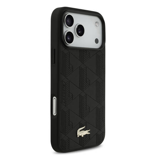 Apple iPhone 17 Pro Max Kılıf Lacoste Orjinal Lisanslı M-safe Şarj Özellikli PU Deri Tasarımlı Karışık Monogram Desenli Kapak - 6