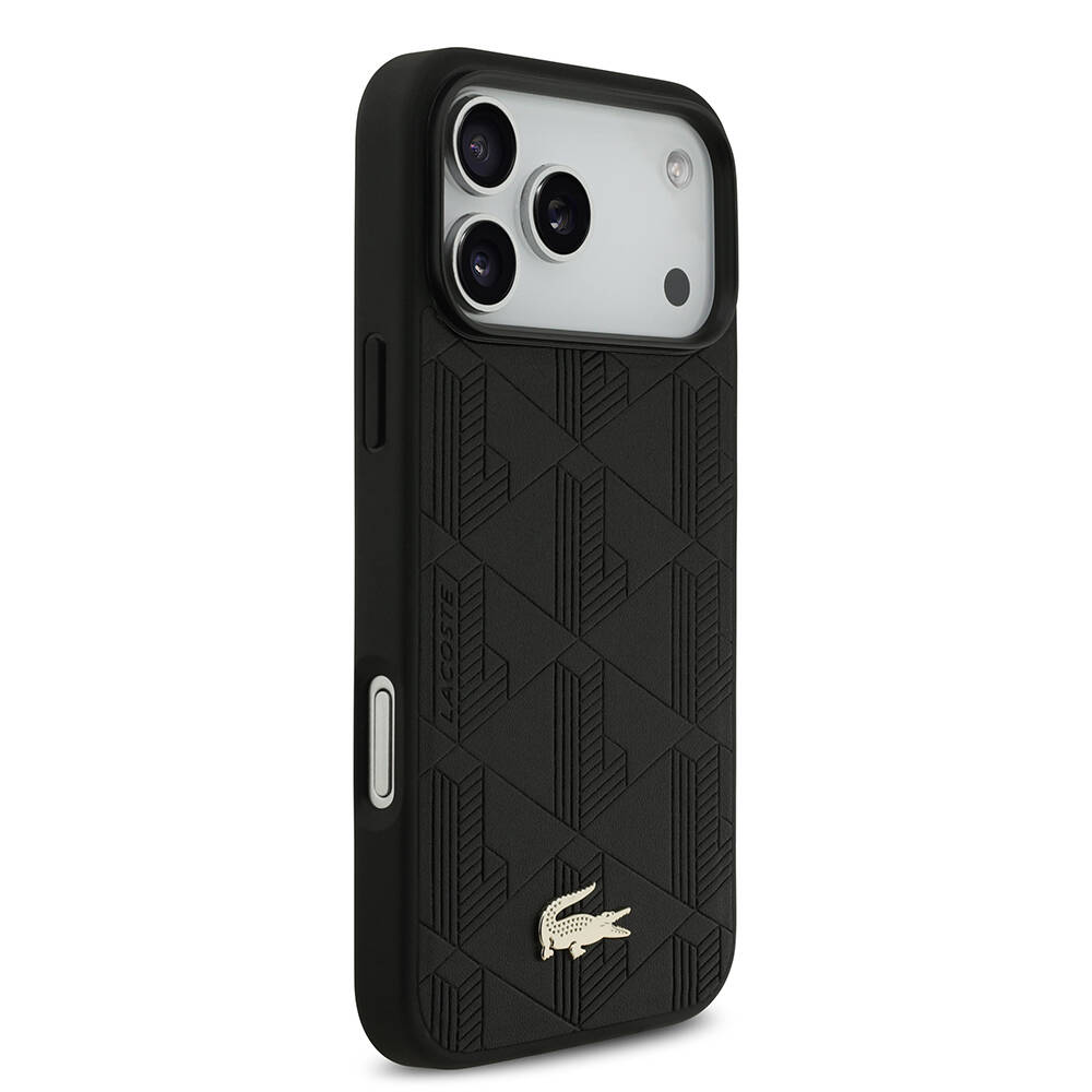 Apple iPhone 17 Pro Max Kılıf Lacoste Orjinal Lisanslı M-safe Şarj Özellikli PU Deri Tasarımlı Karışık Monogram Desenli Kapak - 6