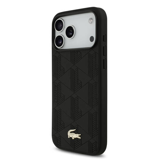 Apple iPhone 17 Pro Max Kılıf Lacoste Orjinal Lisanslı M-safe Şarj Özellikli PU Deri Tasarımlı Karışık Monogram Desenli Kapak - 7