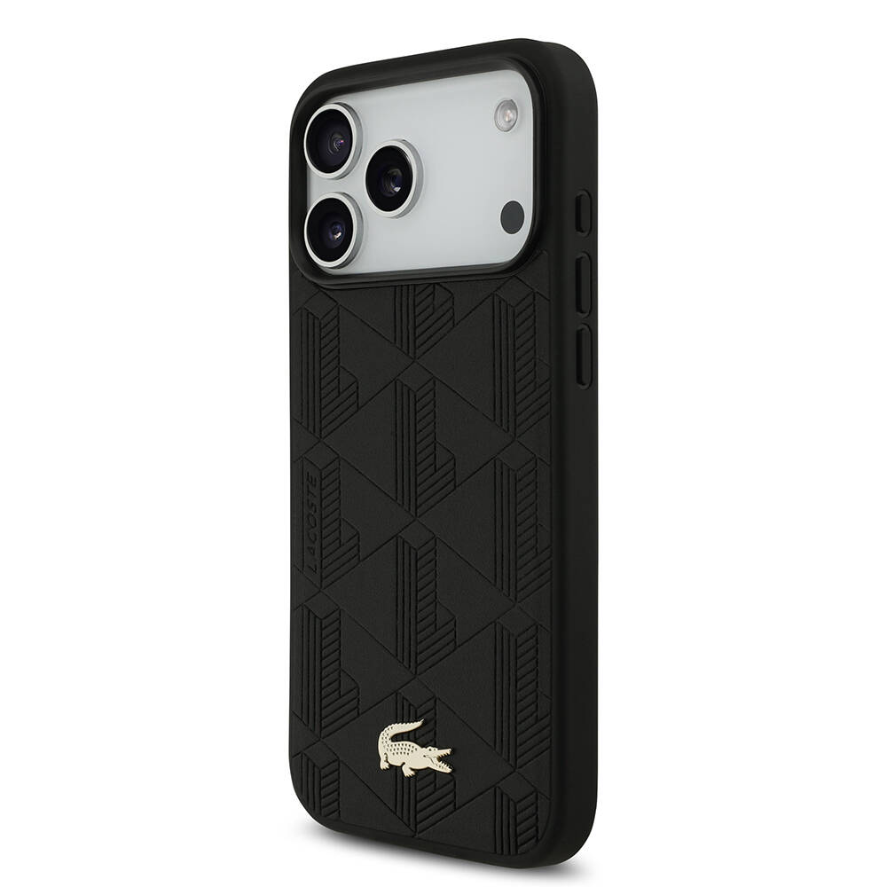 Apple iPhone 17 Pro Max Kılıf Lacoste Orjinal Lisanslı M-safe Şarj Özellikli PU Deri Tasarımlı Karışık Monogram Desenli Kapak - 7
