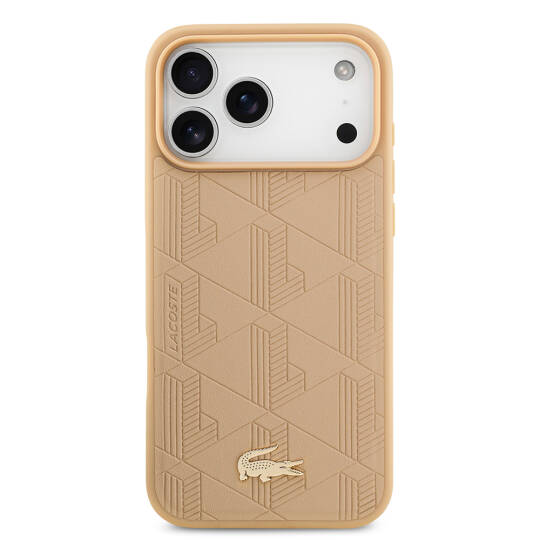 Apple iPhone 17 Pro Max Kılıf Lacoste Orjinal Lisanslı M-safe Şarj Özellikli PU Deri Tasarımlı Karışık Monogram Desenli Kapak - 11