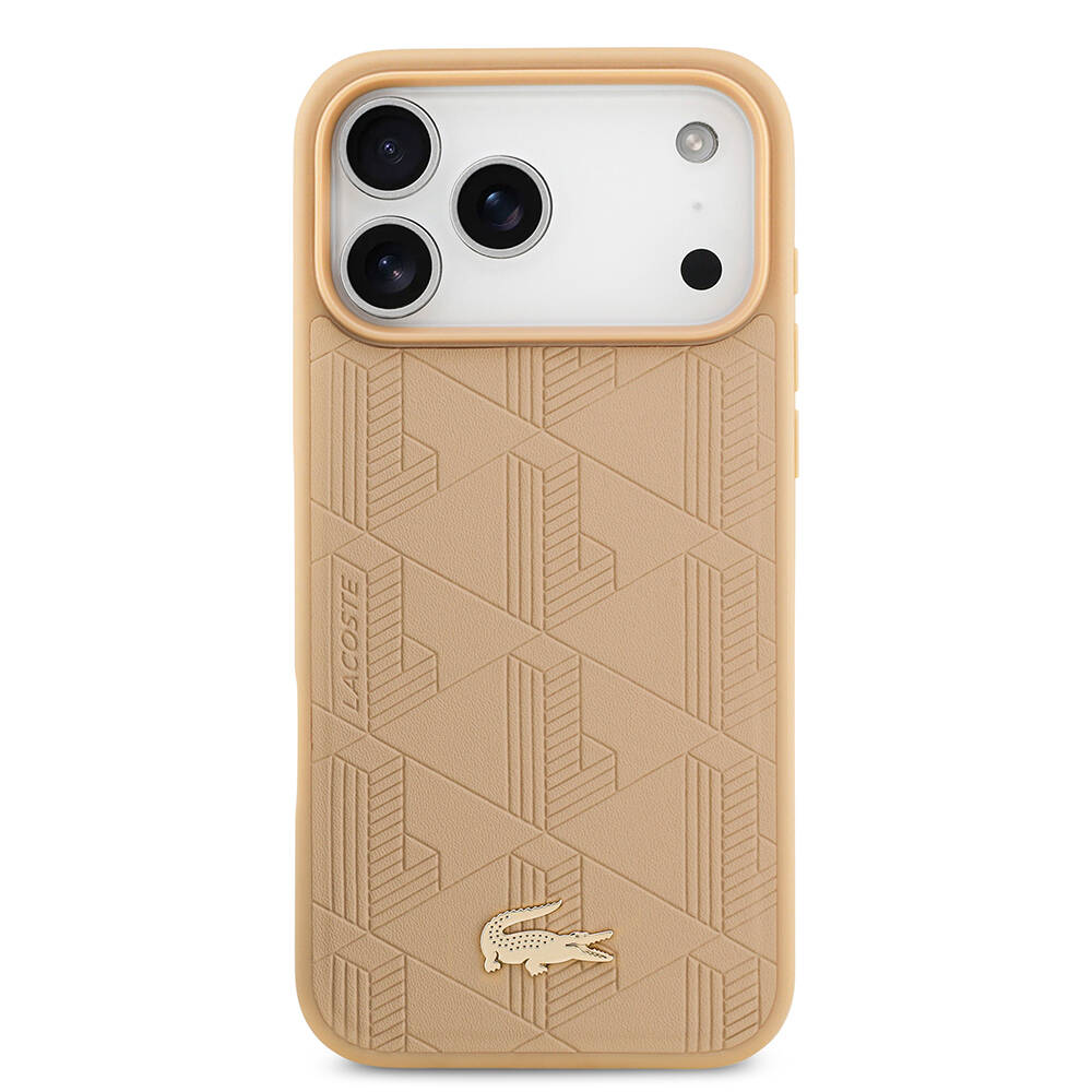 Apple iPhone 17 Pro Max Kılıf Lacoste Orjinal Lisanslı M-safe Şarj Özellikli PU Deri Tasarımlı Karışık Monogram Desenli Kapak - 11