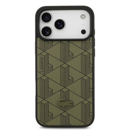 Apple iPhone 17 Pro Max Kılıf Lacoste Orjinal Lisanslı M-safe Şarj Özellikli PU Deri Tasarımlı Kartlıklı Karışık Monogram Desenli Kapak - 14