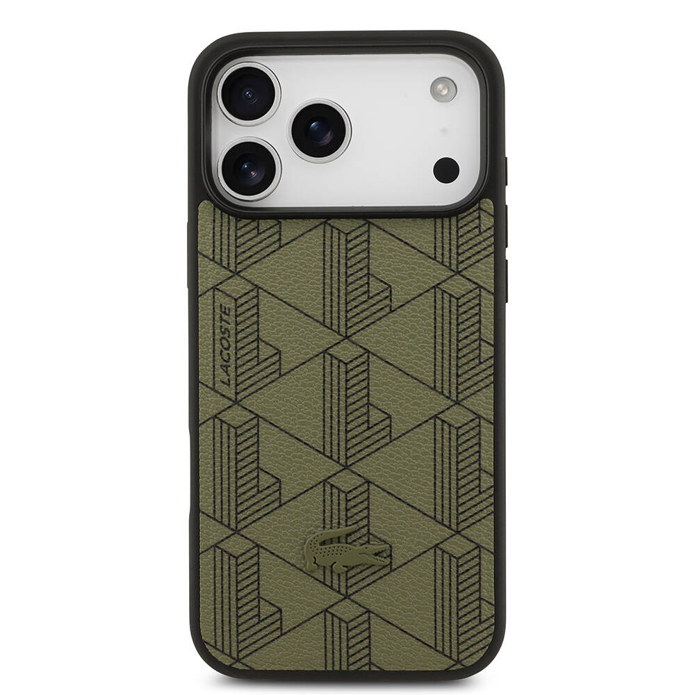 Apple iPhone 17 Pro Max Kılıf Lacoste Orjinal Lisanslı M-safe Şarj Özellikli PU Deri Tasarımlı Kartlıklı Karışık Monogram Desenli Kapak - 14