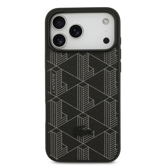 Apple iPhone 17 Pro Max Kılıf Lacoste Orjinal Lisanslı M-safe Şarj Özellikli PU Deri Tasarımlı Kartlıklı Karışık Monogram Desenli Kapak - 23