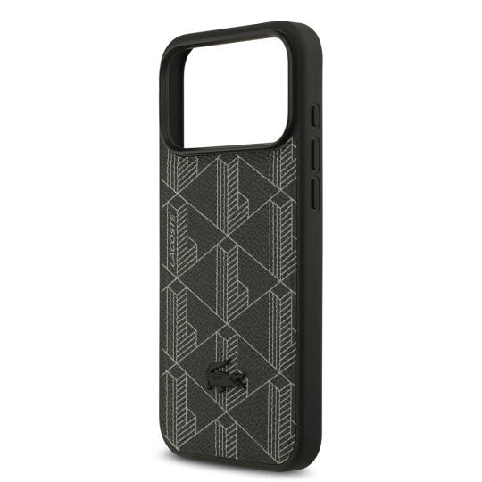 Apple iPhone 17 Pro Max Kılıf Lacoste Orjinal Lisanslı M-safe Şarj Özellikli PU Deri Tasarımlı Kartlıklı Karışık Monogram Desenli Kapak - 26
