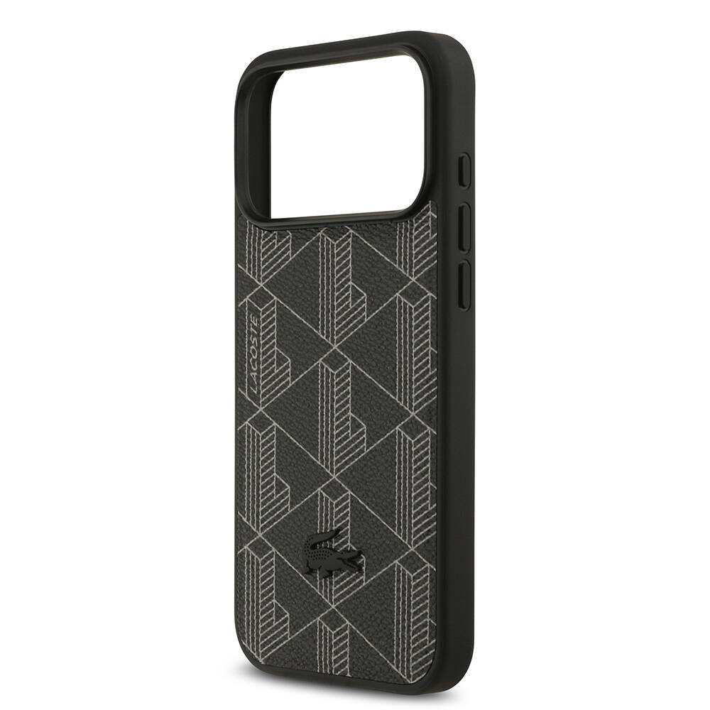 Apple iPhone 17 Pro Max Kılıf Lacoste Orjinal Lisanslı M-safe Şarj Özellikli PU Deri Tasarımlı Kartlıklı Karışık Monogram Desenli Kapak - 26