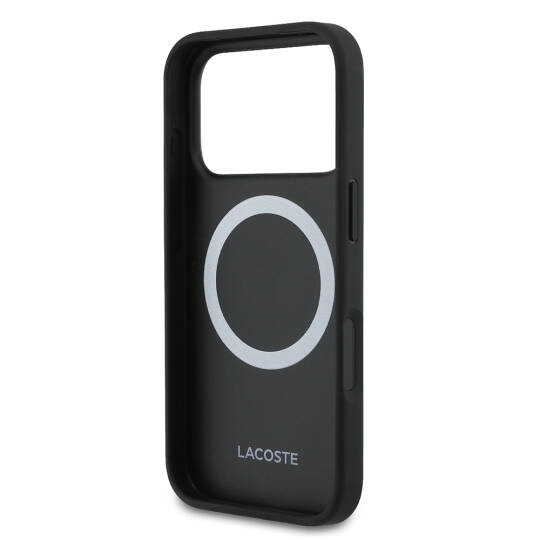 Apple iPhone 17 Pro Max Kılıf Lacoste Orjinal Lisanslı M-safe Şarj Özellikli PU Deri Tasarımlı Kartlıklı Karışık Monogram Desenli Kapak - 6