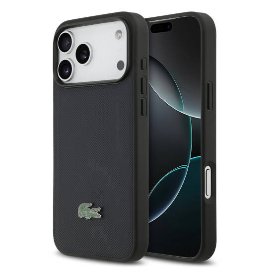 Apple iPhone 17 Pro Max Kılıf Lacoste Orjinal Lisanslı M-safe Şarj Özellikli PU Pike Desenli Metal Logolu Kapak - 9
