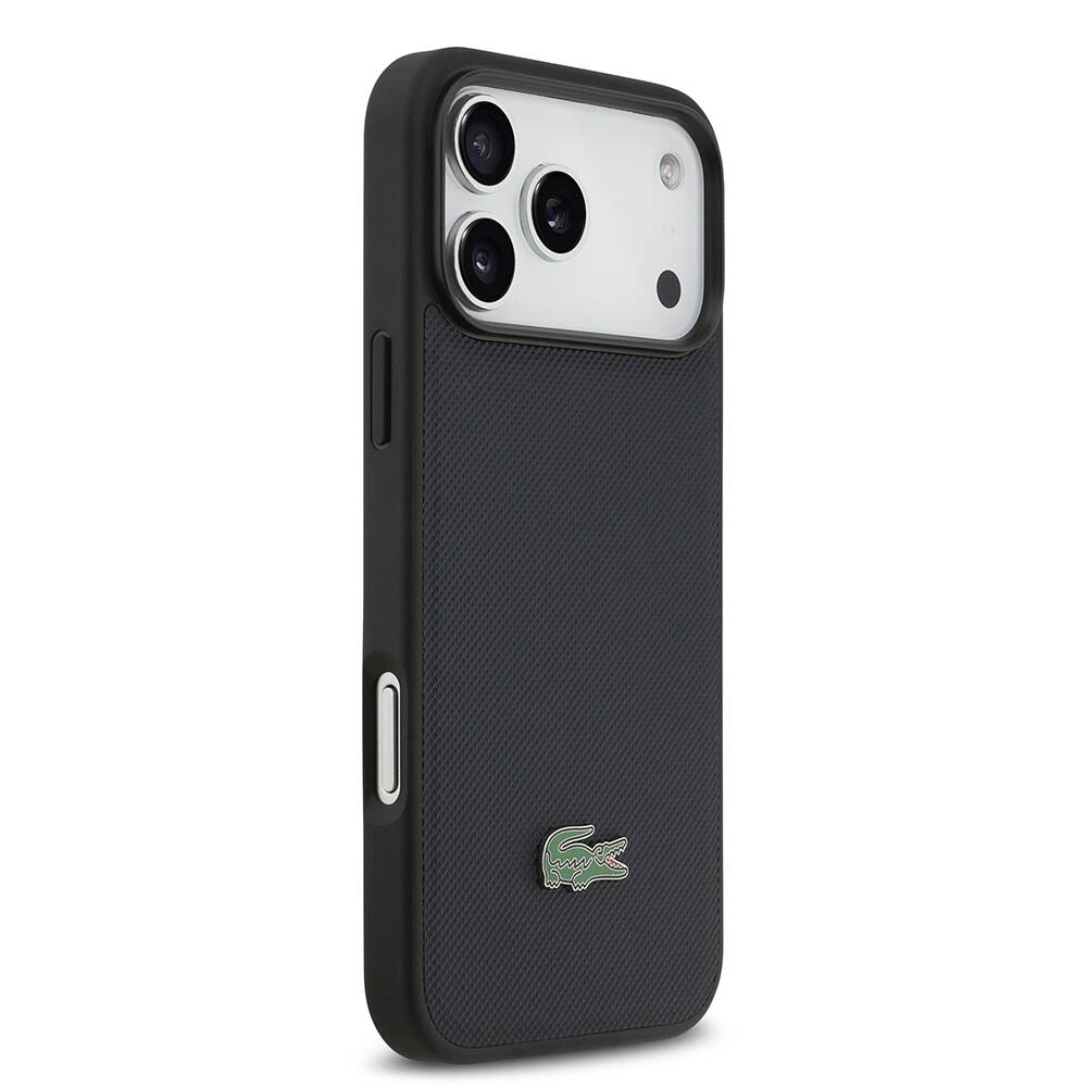 Apple iPhone 17 Pro Max Kılıf Lacoste Orjinal Lisanslı M-safe Şarj Özellikli PU Pike Desenli Metal Logolu Kapak - 12