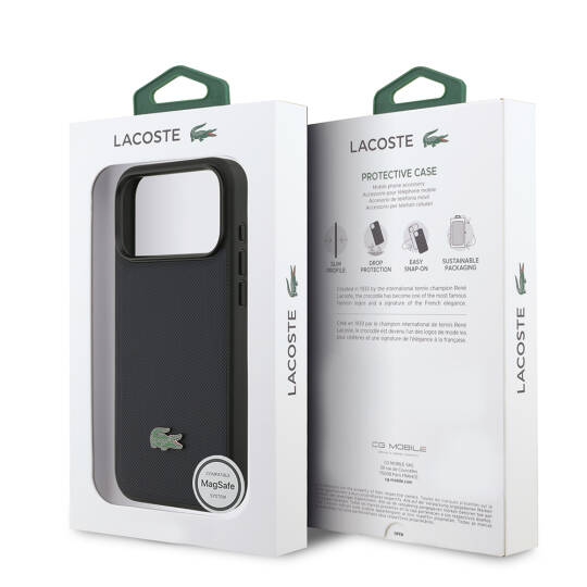 Apple iPhone 17 Pro Max Kılıf Lacoste Orjinal Lisanslı M-safe Şarj Özellikli PU Pike Desenli Metal Logolu Kapak - 16