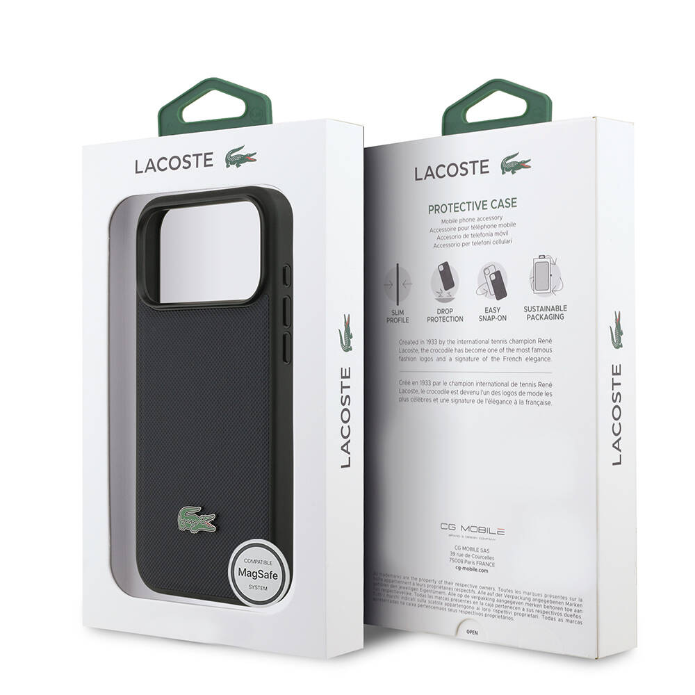 Apple iPhone 17 Pro Max Kılıf Lacoste Orjinal Lisanslı M-safe Şarj Özellikli PU Pike Desenli Metal Logolu Kapak - 16