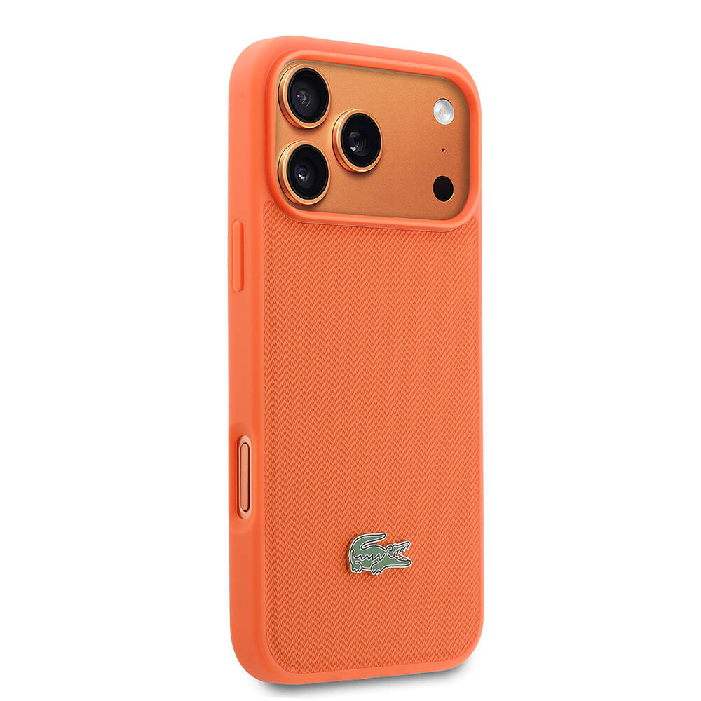 Apple iPhone 17 Pro Max Kılıf Lacoste Orjinal Lisanslı M-safe Şarj Özellikli PU Pike Desenli Metal Logolu Kapak - 4