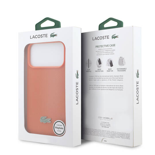 Apple iPhone 17 Pro Max Kılıf Lacoste Orjinal Lisanslı M-safe Şarj Özellikli PU Pike Desenli Metal Logolu Kapak - 8