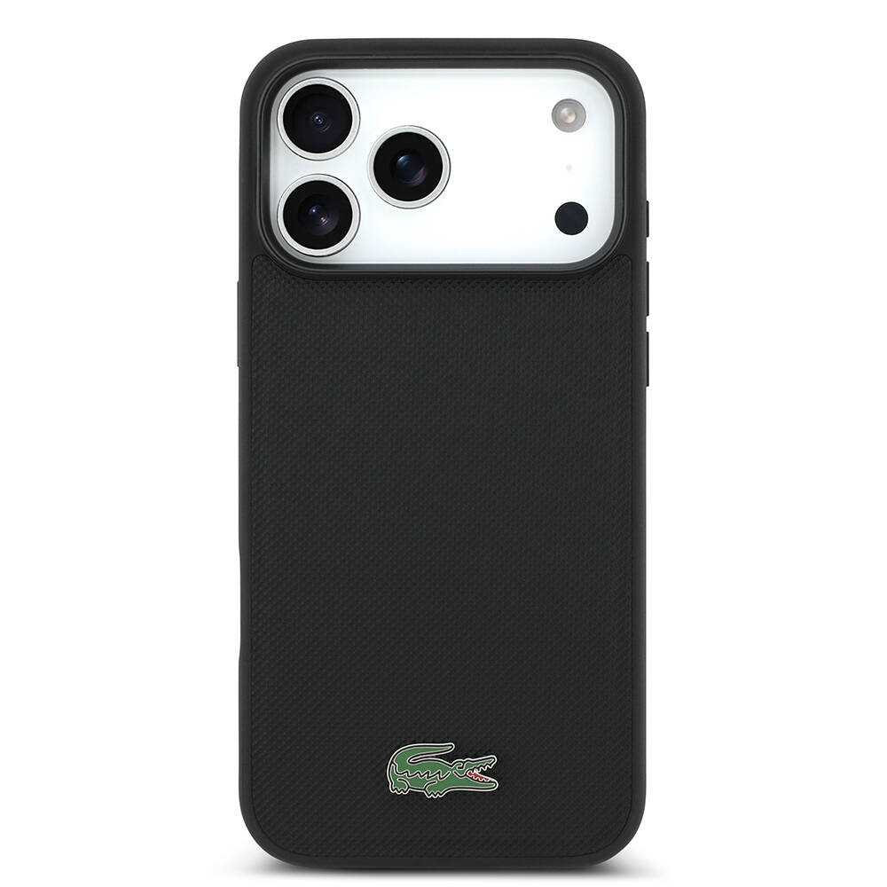 Apple iPhone 17 Pro Max Kılıf Lacoste Orjinal Lisanslı M-safe Şarj Özellikli PU Pike Desenli Metal Logolu Kartlıklı Kapak - 6