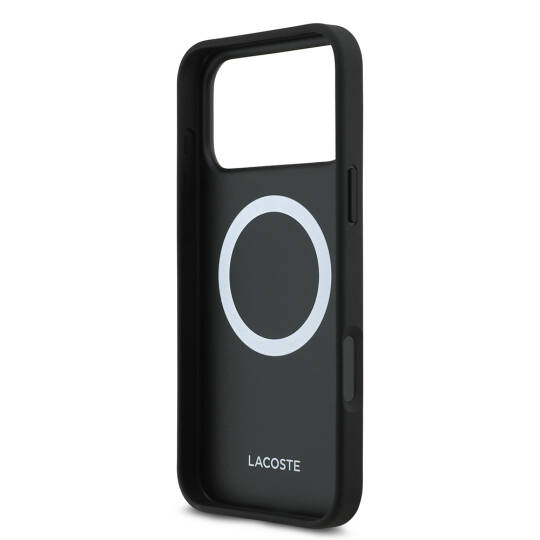 Apple iPhone 17 Pro Max Kılıf Lacoste Orjinal Lisanslı M-safe Şarj Özellikli PU Pike Desenli Metal Logolu Kartlıklı Kapak - 10