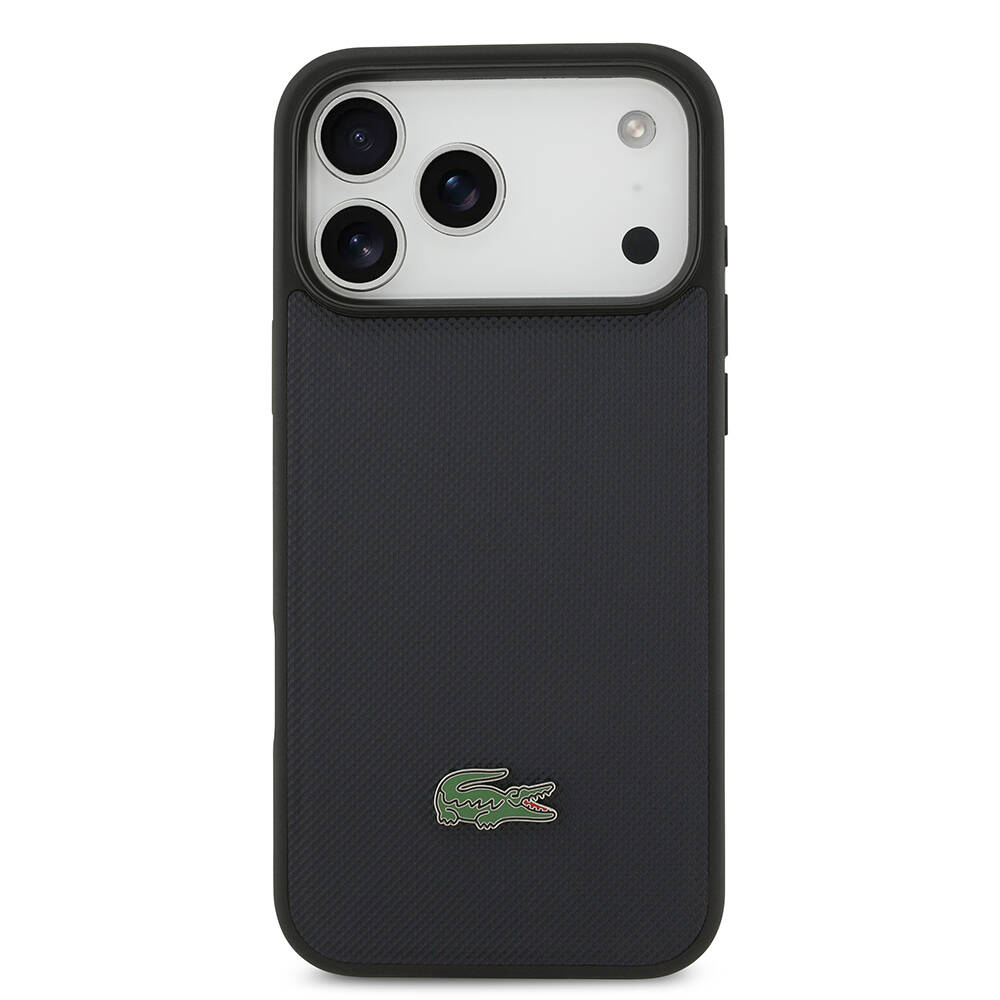Apple iPhone 17 Pro Max Kılıf Lacoste Orjinal Lisanslı M-safe Şarj Özellikli PU Pike Desenli Metal Logolu Kartlıklı Kapak - 24