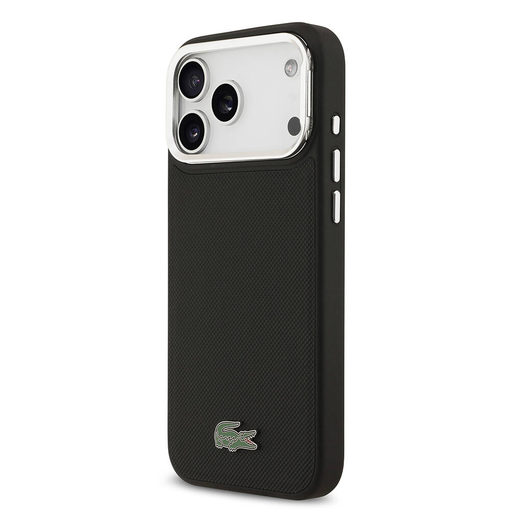 Apple iPhone 17 Pro Max Kılıf Lacoste Orjinal Lisanslı M-safe Şarj Özellikli PU Pike Desenli Standlı Metal Logolu Kapak - 6