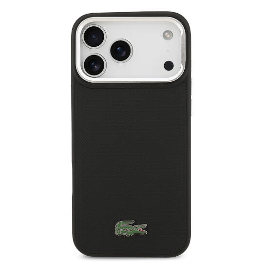 Apple iPhone 17 Pro Max Kılıf Lacoste Orjinal Lisanslı M-safe Şarj Özellikli PU Pike Desenli Standlı Metal Logolu Kapak - 7
