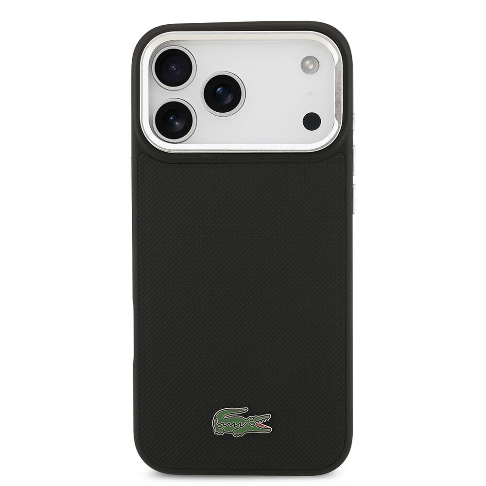 Apple iPhone 17 Pro Max Kılıf Lacoste Orjinal Lisanslı M-safe Şarj Özellikli PU Pike Desenli Standlı Metal Logolu Kapak - 7