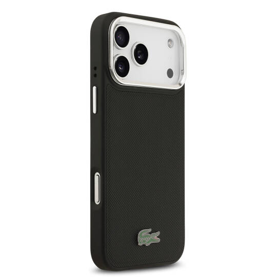 Apple iPhone 17 Pro Max Kılıf Lacoste Orjinal Lisanslı M-safe Şarj Özellikli PU Pike Desenli Standlı Metal Logolu Kapak - 8