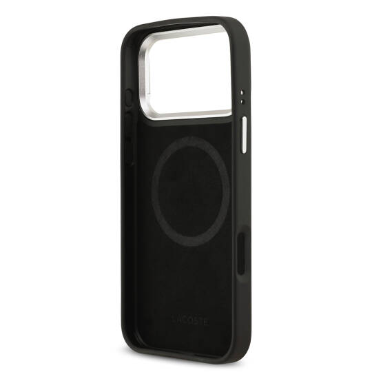 Apple iPhone 17 Pro Max Kılıf Lacoste Orjinal Lisanslı M-safe Şarj Özellikli PU Pike Desenli Standlı Metal Logolu Kapak - 11