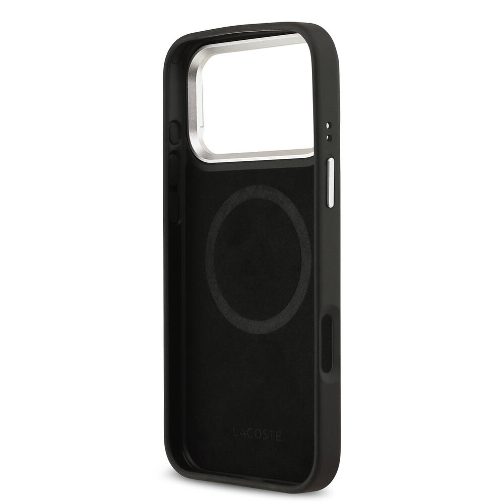 Apple iPhone 17 Pro Max Kılıf Lacoste Orjinal Lisanslı M-safe Şarj Özellikli PU Pike Desenli Standlı Metal Logolu Kapak - 11