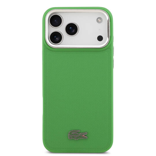Apple iPhone 17 Pro Max Kılıf Lacoste Orjinal Lisanslı M-safe Şarj Özellikli PU Pike Desenli Standlı Metal Logolu Kapak - 14
