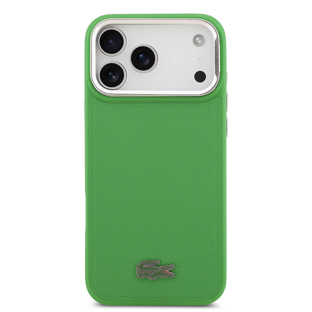 Apple iPhone 17 Pro Max Kılıf Lacoste Orjinal Lisanslı M-safe Şarj Özellikli PU Pike Desenli Standlı Metal Logolu Kapak - 14