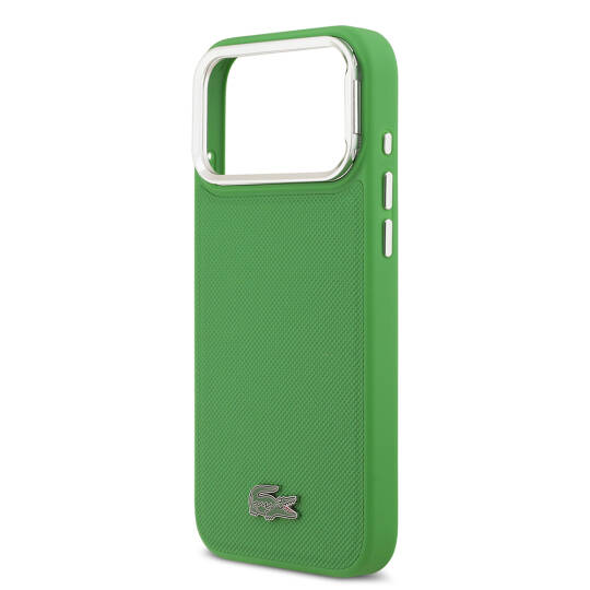 Apple iPhone 17 Pro Max Kılıf Lacoste Orjinal Lisanslı M-safe Şarj Özellikli PU Pike Desenli Standlı Metal Logolu Kapak - 17