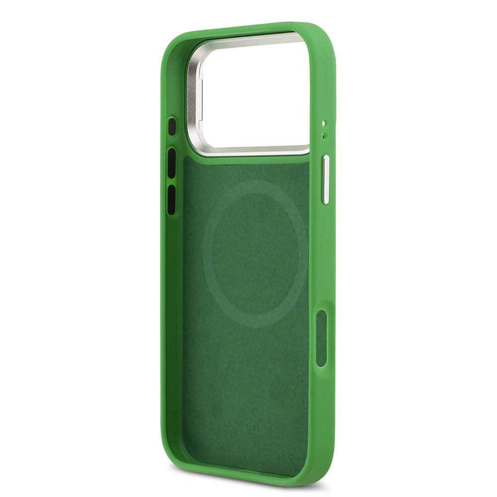 Apple iPhone 17 Pro Max Kılıf Lacoste Orjinal Lisanslı M-safe Şarj Özellikli PU Pike Desenli Standlı Metal Logolu Kapak - 18