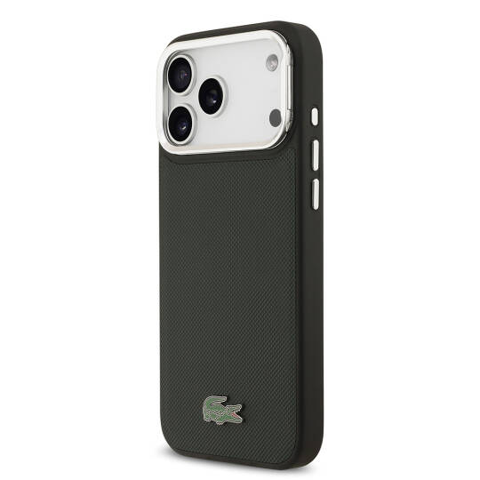 Apple iPhone 17 Pro Max Kılıf Lacoste Orjinal Lisanslı M-safe Şarj Özellikli PU Pike Desenli Standlı Metal Logolu Kapak - 20