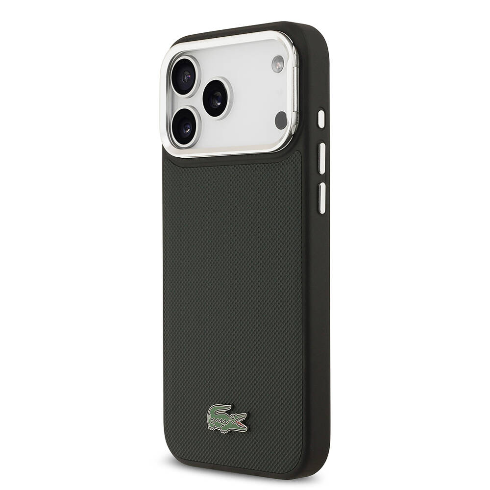 Apple iPhone 17 Pro Max Kılıf Lacoste Orjinal Lisanslı M-safe Şarj Özellikli PU Pike Desenli Standlı Metal Logolu Kapak - 20