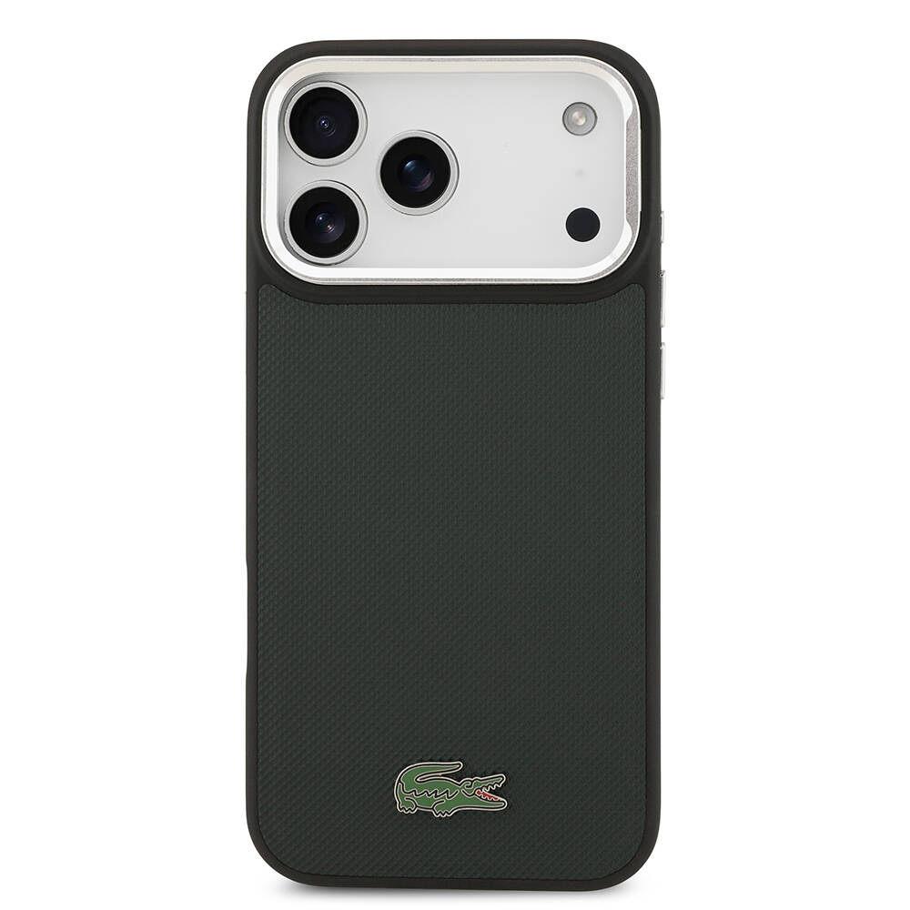 Apple iPhone 17 Pro Max Kılıf Lacoste Orjinal Lisanslı M-safe Şarj Özellikli PU Pike Desenli Standlı Metal Logolu Kapak - 21