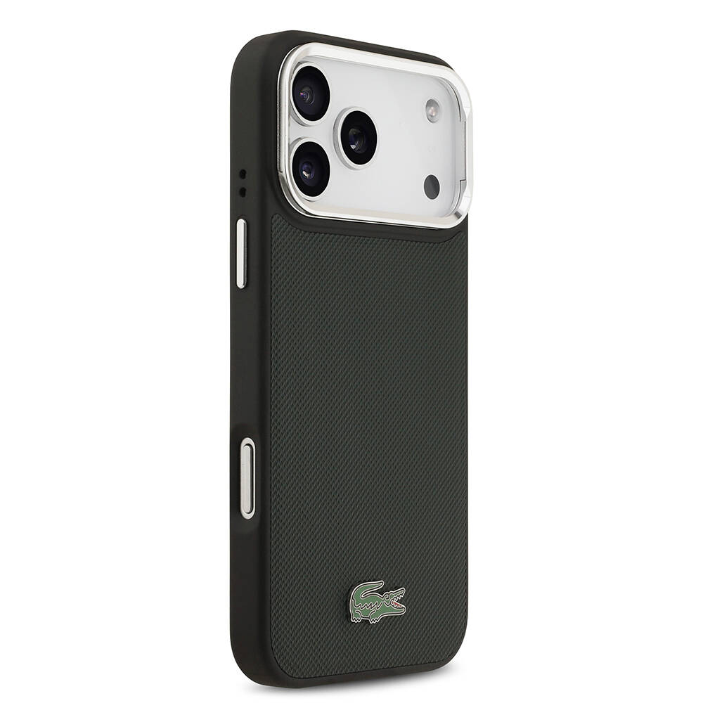 Apple iPhone 17 Pro Max Kılıf Lacoste Orjinal Lisanslı M-safe Şarj Özellikli PU Pike Desenli Standlı Metal Logolu Kapak - 22
