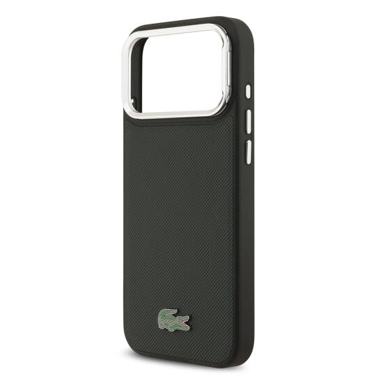 Apple iPhone 17 Pro Max Kılıf Lacoste Orjinal Lisanslı M-safe Şarj Özellikli PU Pike Desenli Standlı Metal Logolu Kapak - 24