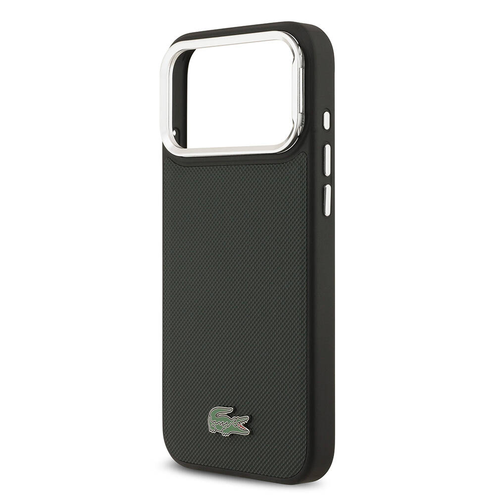 Apple iPhone 17 Pro Max Kılıf Lacoste Orjinal Lisanslı M-safe Şarj Özellikli PU Pike Desenli Standlı Metal Logolu Kapak - 24