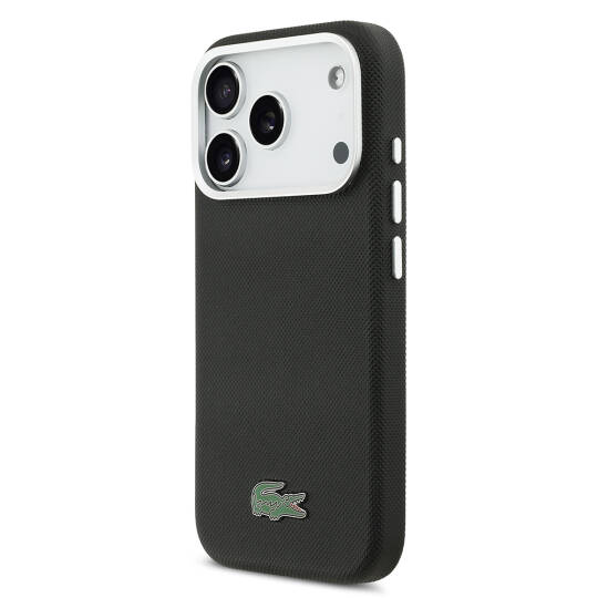 Apple iPhone 17 Pro Max Kılıf Lacoste Orjinal Lisanslı M-Safe Şarj Özellikli PVC Pike Desenli Arka Yüzey İkonik Timsah Dokuma Logolu Kapak - 18
